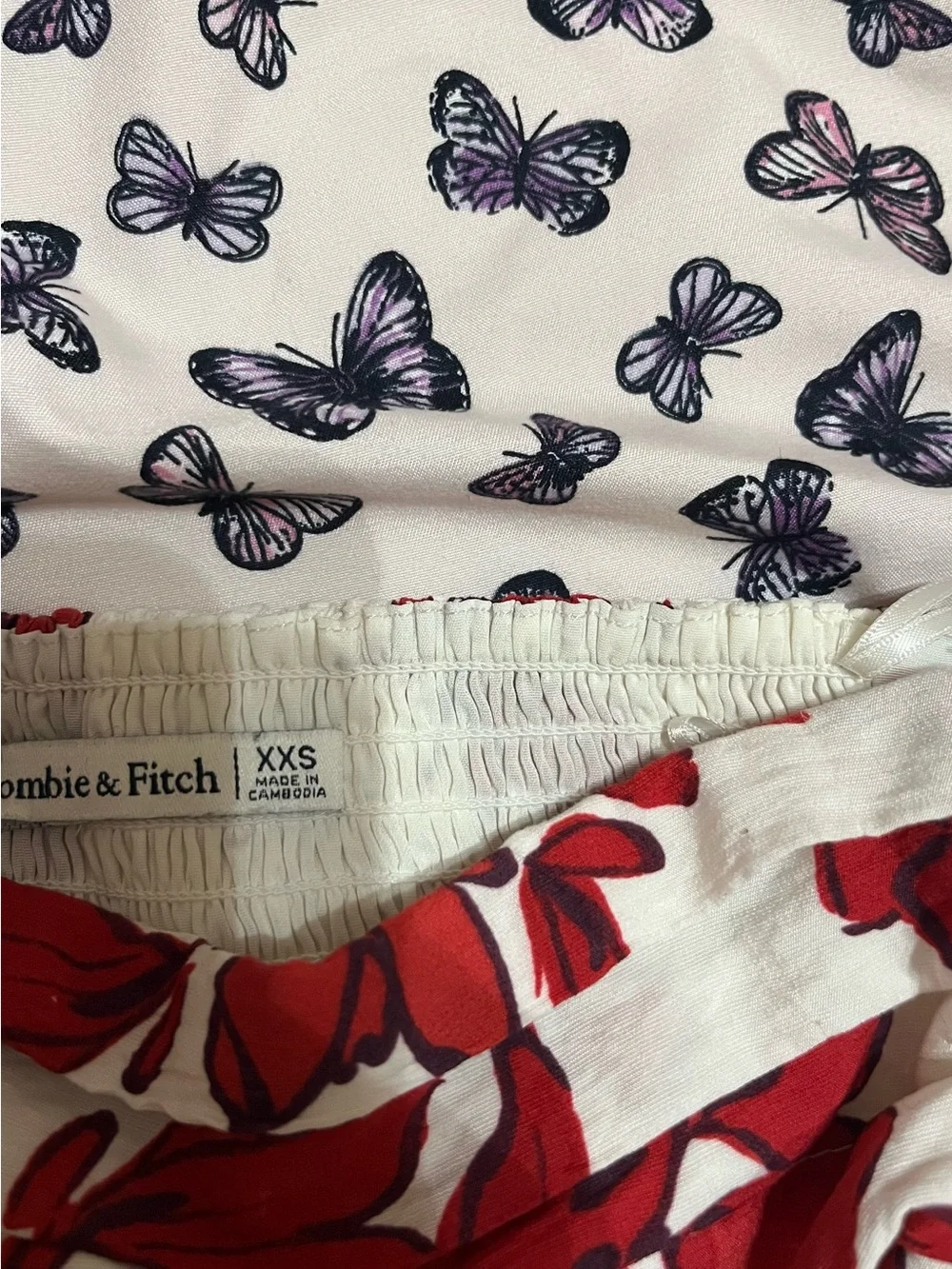 Abercrombie & Fitch White Maxi Dress with Red Floral Print
